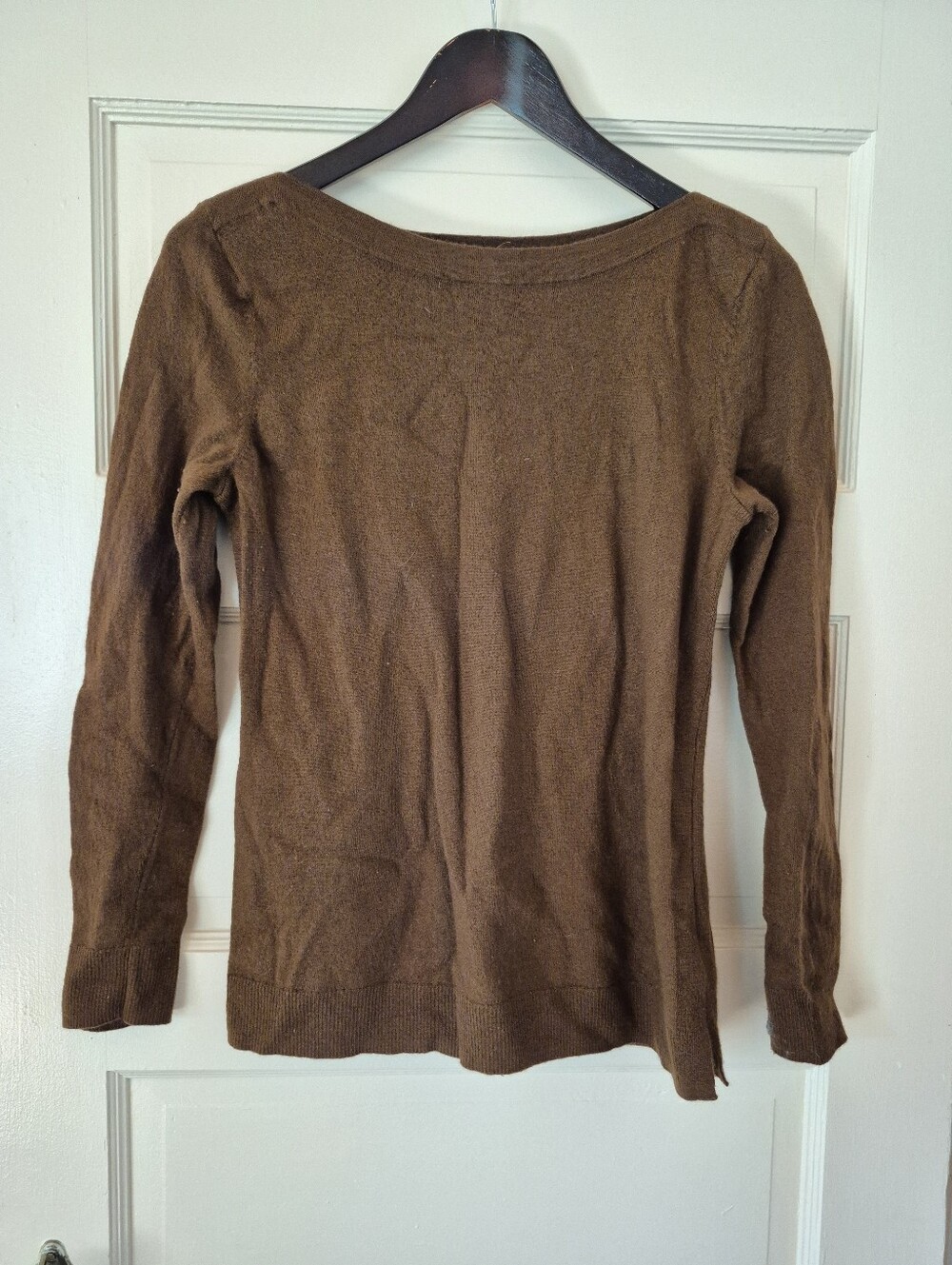 Extrafine Merino Wool Sweater By Ellen Tracey Large Brown